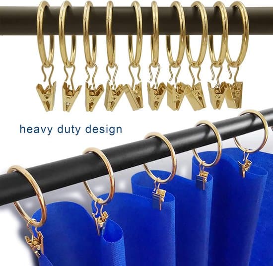 40-pack guldmetallgardinklämmor med ringar och krokar