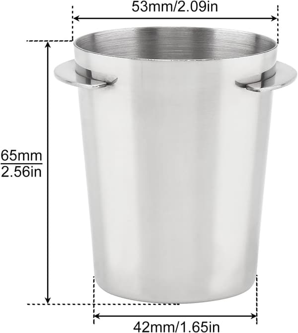 53 mm kaffepulvermålekop, lavet af rustfrit stål