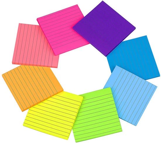 Sticky notes, 8 stk., post-its, post-it notes, postit, post-it faner, 7.6*7.6*3.6cm, selvklæbende noter, indeksfaner, 45 firkantede ark pr. notesblok