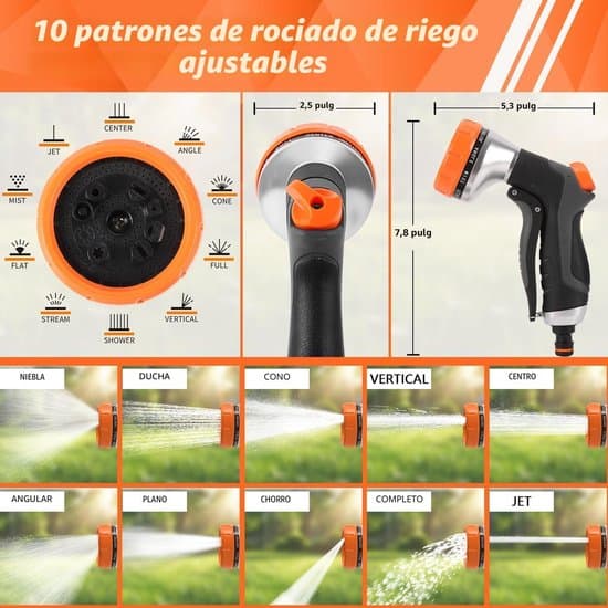 Högtrycks 10-läges handhållen trädgårdsslangspruta - Orange