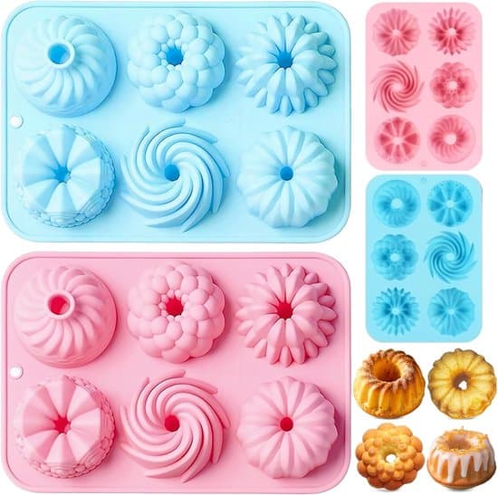 2x Mini Silikone Bageforme til Turbaner, Donuts og Muffins