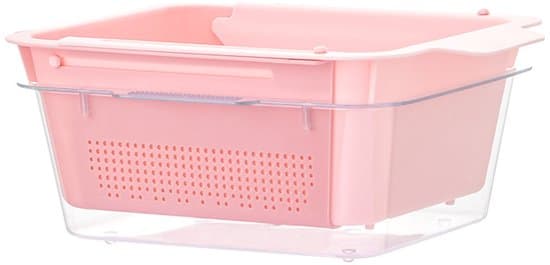 Dobbeltlags drænkurv Køkkennetstativ si grøntsags slidstærk Multifunktionel pink