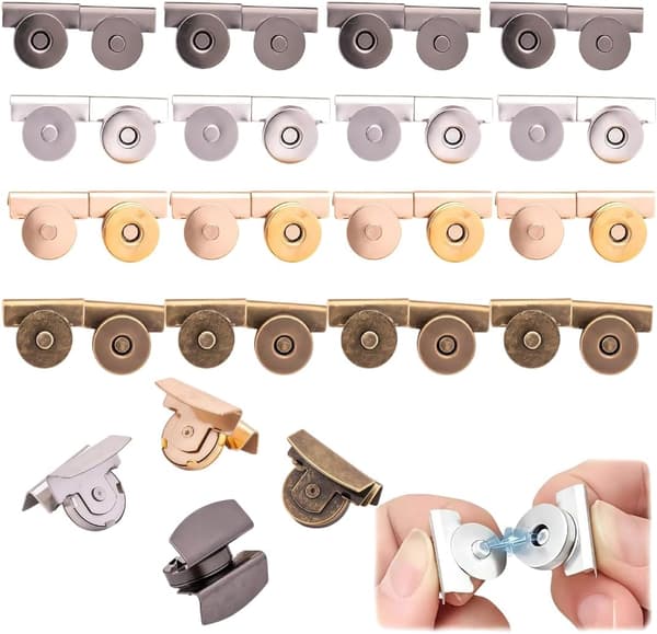 16-pack magnetiska tryckknappar för plånböcker handväskor clip-on magnetiska tryckknappar DIY tryckknappar utan söm guld silver brons grå