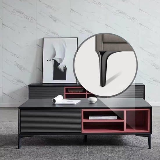 4-delade 13 cm kraftiga mattsvarta metalltriangulära möbelbordsben