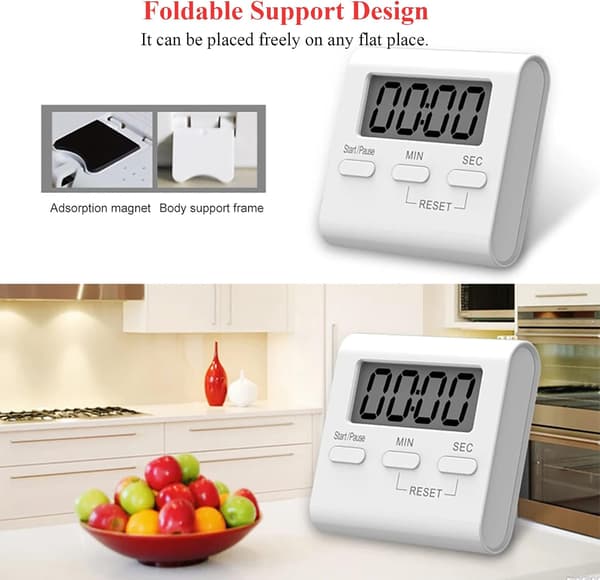 2-pack digitala miniköksnedräkningstimer med magnetisk baksida (vit).