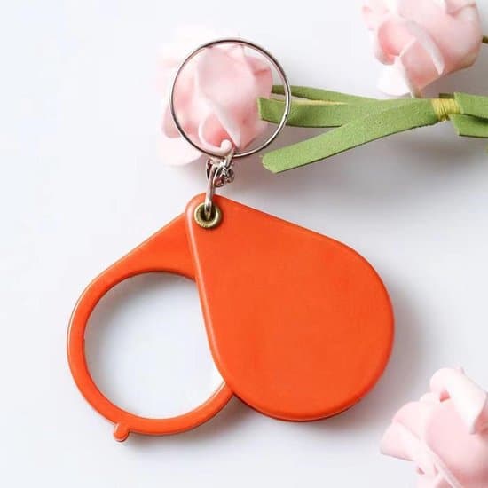Vikbart 5 mm nyckelring diamantformat fingerrförstoringsglas - Orange