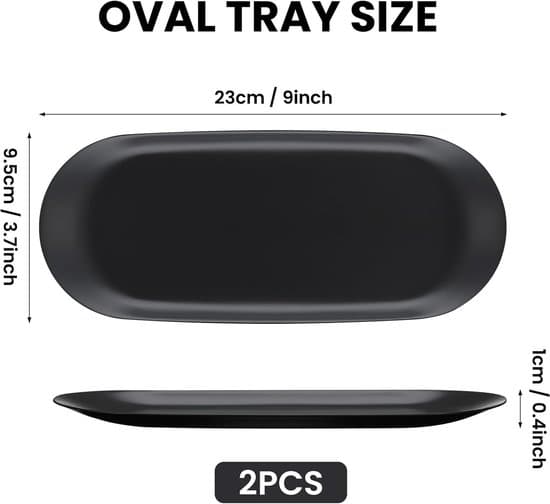 Dekorativ bakke - Rustfrit stål - Sort - Oval - 2-pak