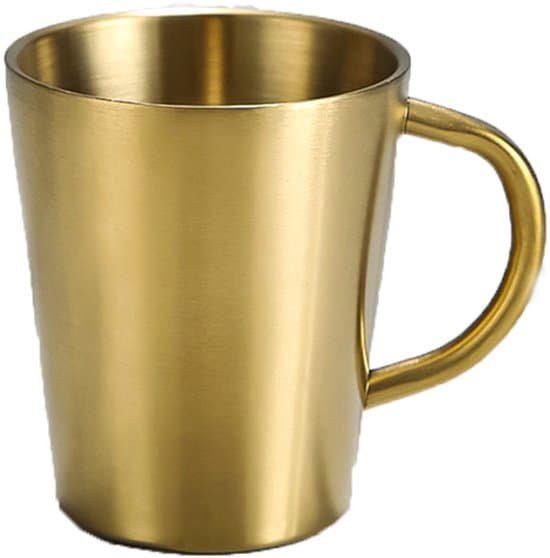 Drickskopp i rostfritt stål - 300 ml metallkopp - dubbelväggig drickskopp - guld
