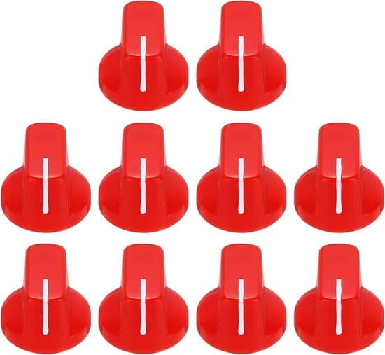 10 röda gitarr effektknappar, 9/16 tums knoppar, lämpliga för elgitarrer, förstärkarvolymkontroll, basgitarrer, etc.