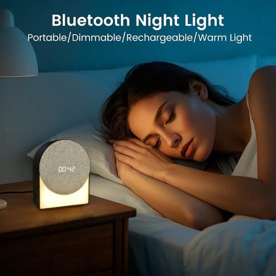 Vækkeur, lampe, Bluetooth-højttaler, hvid støjgenerator, sort