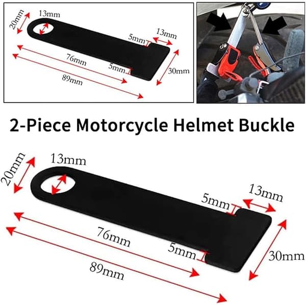 Hjelmlåsforlængerclips, 2-pak, quick-release clips til motorcykel halv-/helhjelme - Sort