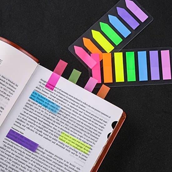 Fluorescerende bogmærker med fluorescerende sticky notes - 4-pak