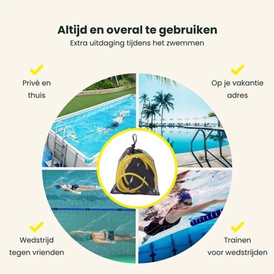 3-meter justerbar elastisk svømmetræner med modstandssnor (gul)
