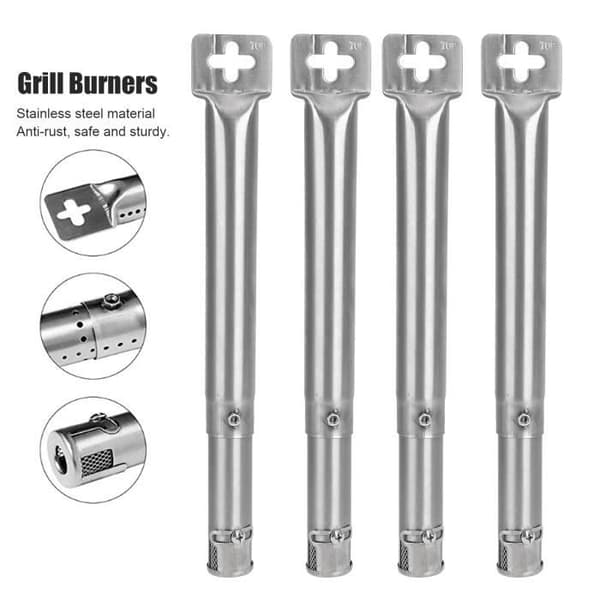 Grillbrænder - Rustfrit stålrør - Justerbar længde 30,5-44,5 cm - 4-pak - Rustbestandig