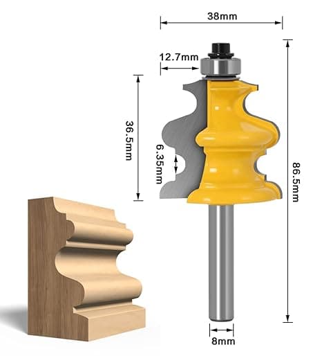 3-pack med 8 mm arkitektoniska fräsar, träbearbetningsfräsar