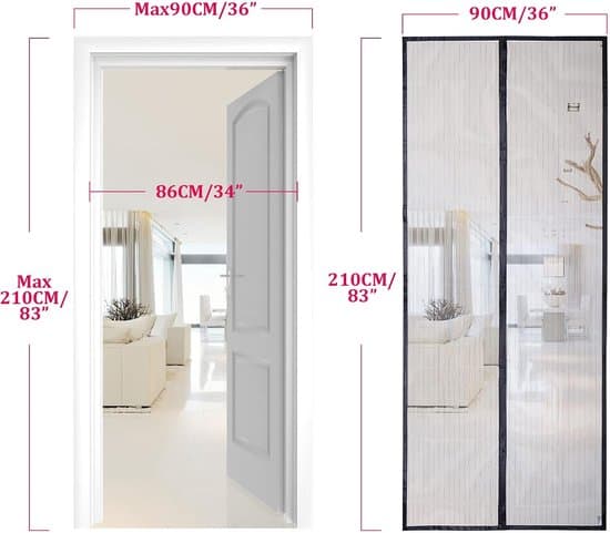 Magnetisk dörrgardin - 90 x 210 cm - Vit - Andningsbart meshtyg