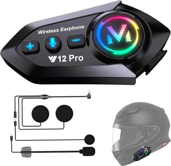 Motorcykelhjälm intercomsystem, Bluetooth 5.4, 500 meters räckvidd