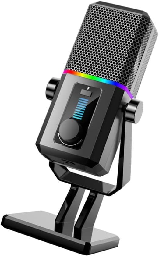 RGB USB Kondensatormikrofon til PC, Mac, Android, PS4/5, Kardioid Pickup, Støjreduktion.