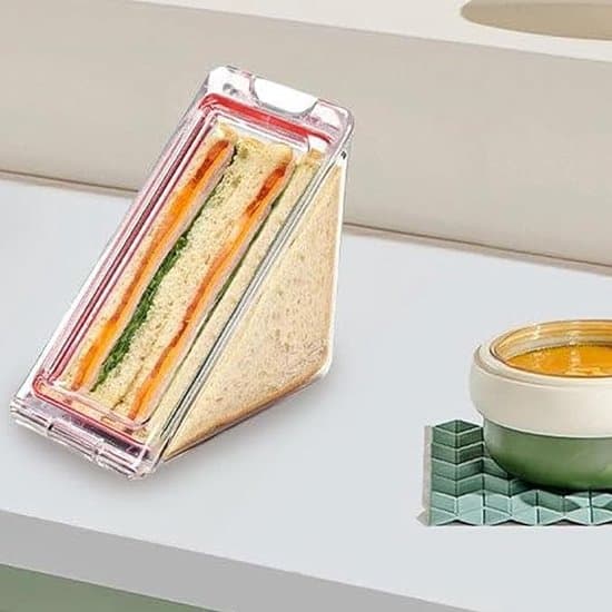 Matlåda, 2 delar, Lunchlåda, Triangulär smörgåsbehållare, Transparent smörgåslåda, Triangulär smörgåslåda, Lätt och läckagesäker