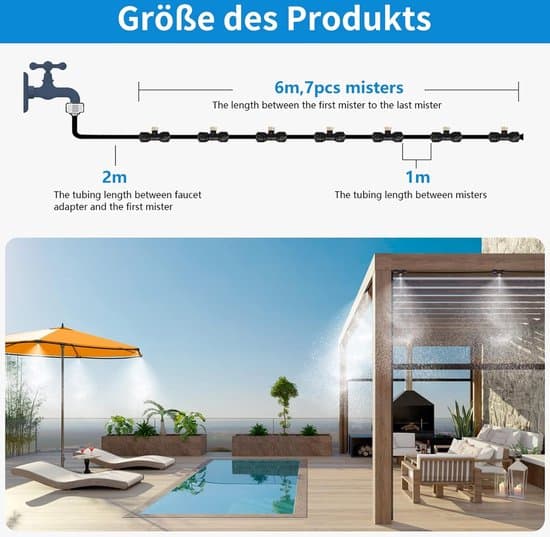 Bevattningssystem - 8 meter sprayledning - 7 spraymunstycken