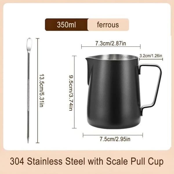 350 ml kaffemælkekande – rustfrit stål – sort
