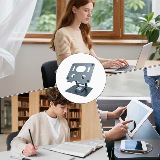 Bærbar computerstander - Justerbar base - Ergonomisk arbejde - 360 graders rotation - op til 41 cm - Grå