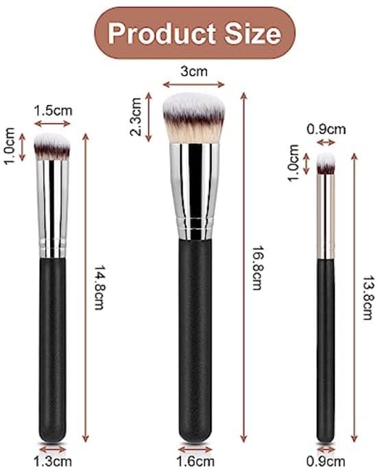 Sæt med 3 professionelle makeupbørster til flydende kosmetik