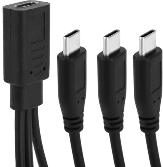 USB-C Splitter - 3-i-1 opladning og dataoverførsel - 32 cm lang