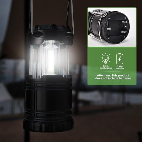 4-delt foldbart LED-campinglyssæt, varm hvid superlys, til have, terrasse, nødsituation, camping, sort
