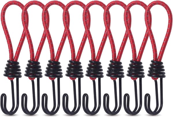 8 elastiske snorkroge til telte, velegnet til camping og telte.