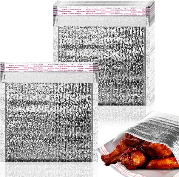 150-pack återanvändbara isolerade påsar, termiska foder, metallfoder, självhäftande foder, kuvert och fraktpåsar