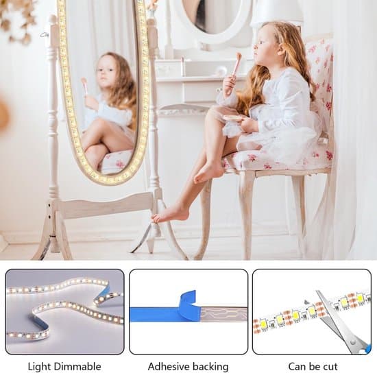 LED-peili, himmennettävä, 3 väriä, 9 tasoa, meikki- ja ehostusvalo, 2 m