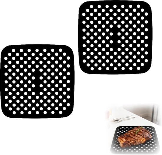 2-pack återanvändbara perforerade silikonformar för airfryer, non-stick