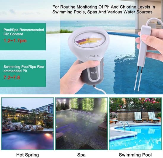 2-i-1 pH- og klortester, Pool/Spa Vandkvalitetsmonitor, Bærbar, Grå