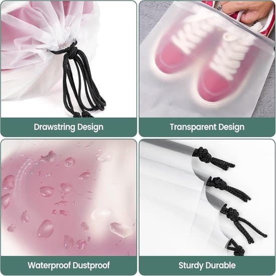 20-pack extra stora 40x30 cm transparenta reseskoväskor med dragsko