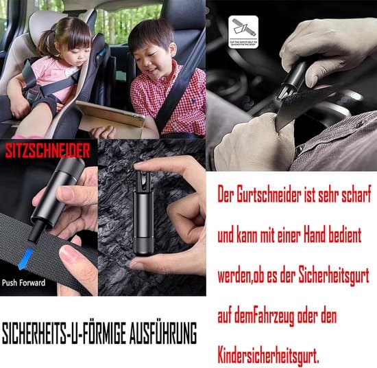 Nödhammare för bil + bältesskärare – För alla fordon (2 delar)