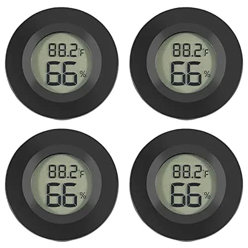 4-pak Mini Digital LCD Termometer & Hygrometer Monitorer til Krybdyr (Sort)