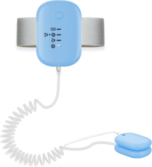 Sengevædningsalarm, USB genopladelig 3-tilstands enuresissensor til drenge og piger - Blå