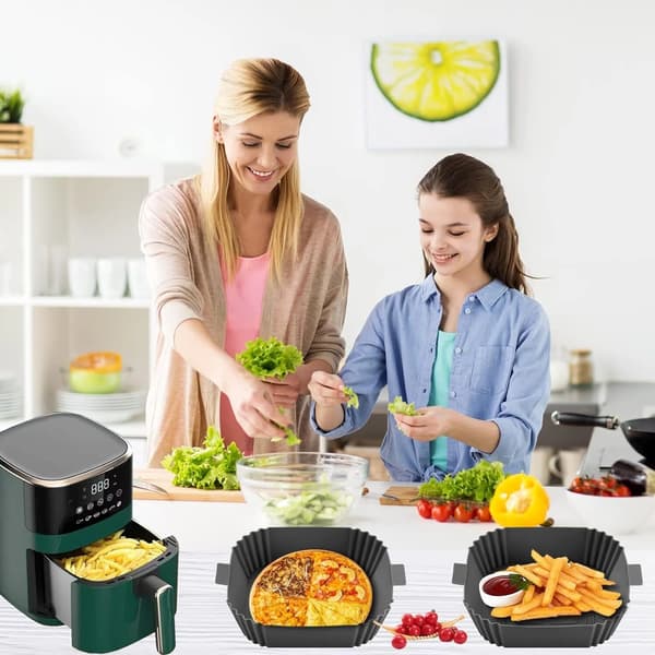 2-delt silikone bageform til airfryere - Airfryer bagepapirform, Airfryer tilbehør (grå)