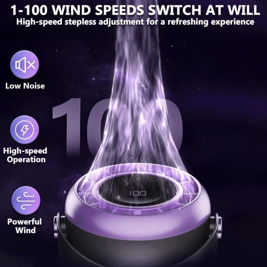 Turbo Desktop Luftcirkulationsventilator, USB væg-, loft-/skrivebordsventilator uden boring med 100 hastighedsindstillinger/90° vippevinkel, multifunktionel ventilator til