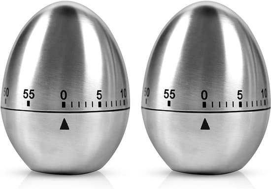 Kökstimer Set - Mekanisk Timer - Matlagning & Bakning - Rostfritt Stål - 2-delat Set - Silver