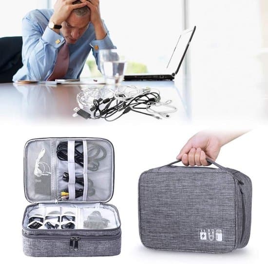 Kabeltaske, rejsekabelopbevaringstaske til USB-harddisk SSD Powerbank U Disk Ipad Hovedtelefonopbevaring (grå)