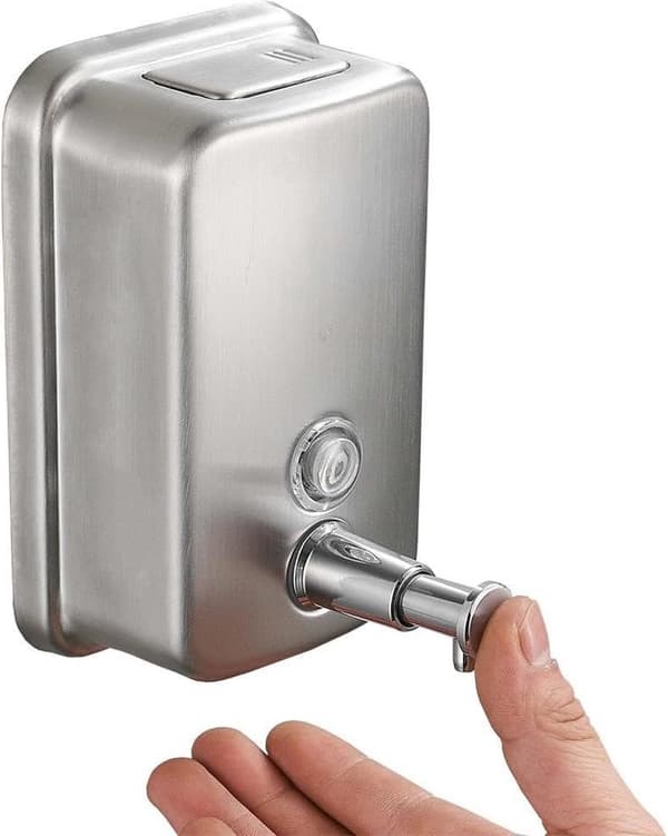 500 ml väggmonterad borstad rostfri flytande tvål- och schampodispenserpump.