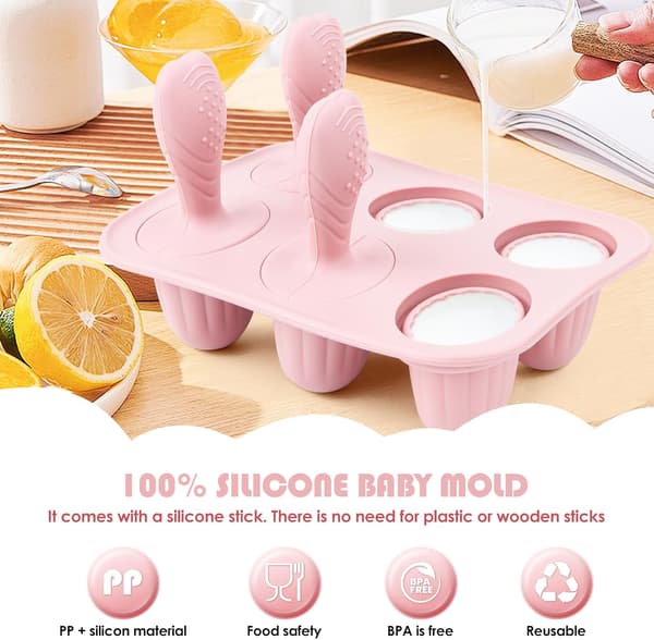 Baby Silikone Ispindeforme - 6-dele Sæt - Mini Ispindeforme - Små Ispindebeholdere - Ispindeforme - BPA-fri