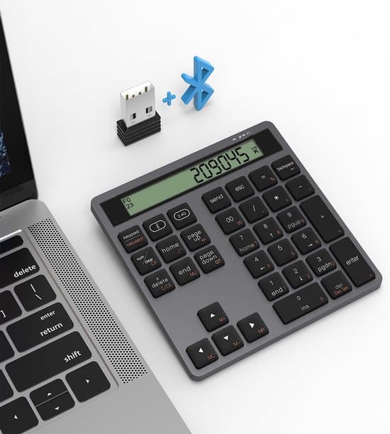 2-in-1 Bluetooth/langallinen numeronäppäimistölaskin - hopea