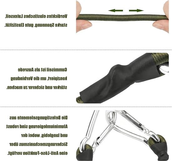 30 cm och 60 cm förstärkta elastiska remmar med karbinhakar, tält, markiser, bagage, utomhus campingutrustning