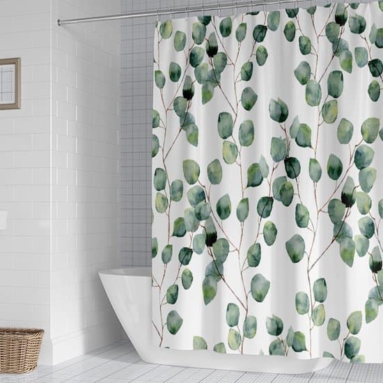180x180cm Grön Blad Polyester Vattentät Badrumsduschdraperi