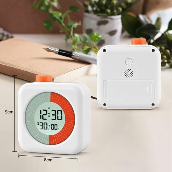 Digital visuel timer - Timer med nedtælling, alarm og urfunktioner - Hvid
