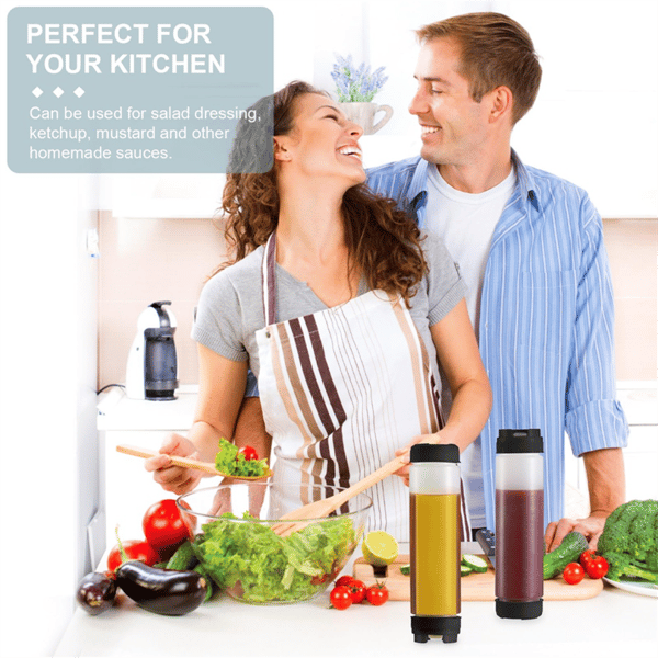 set med tre 400 ml mjukglass-kryddflaskor, inverterade plastflaskor.