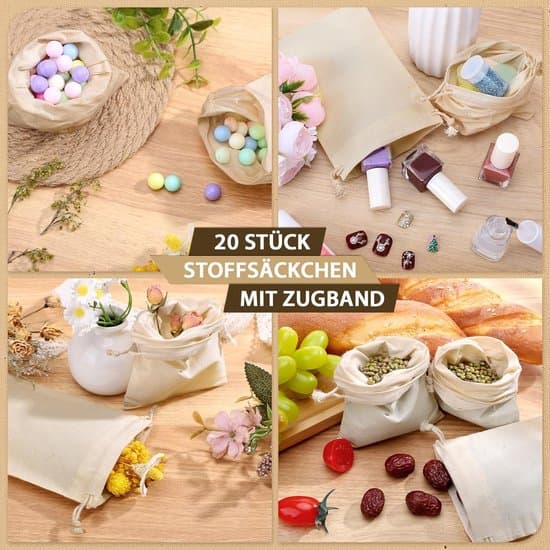20 bomullspåsar - 10 x 14 cm - med dragsko - DIY presentpåsar - svart